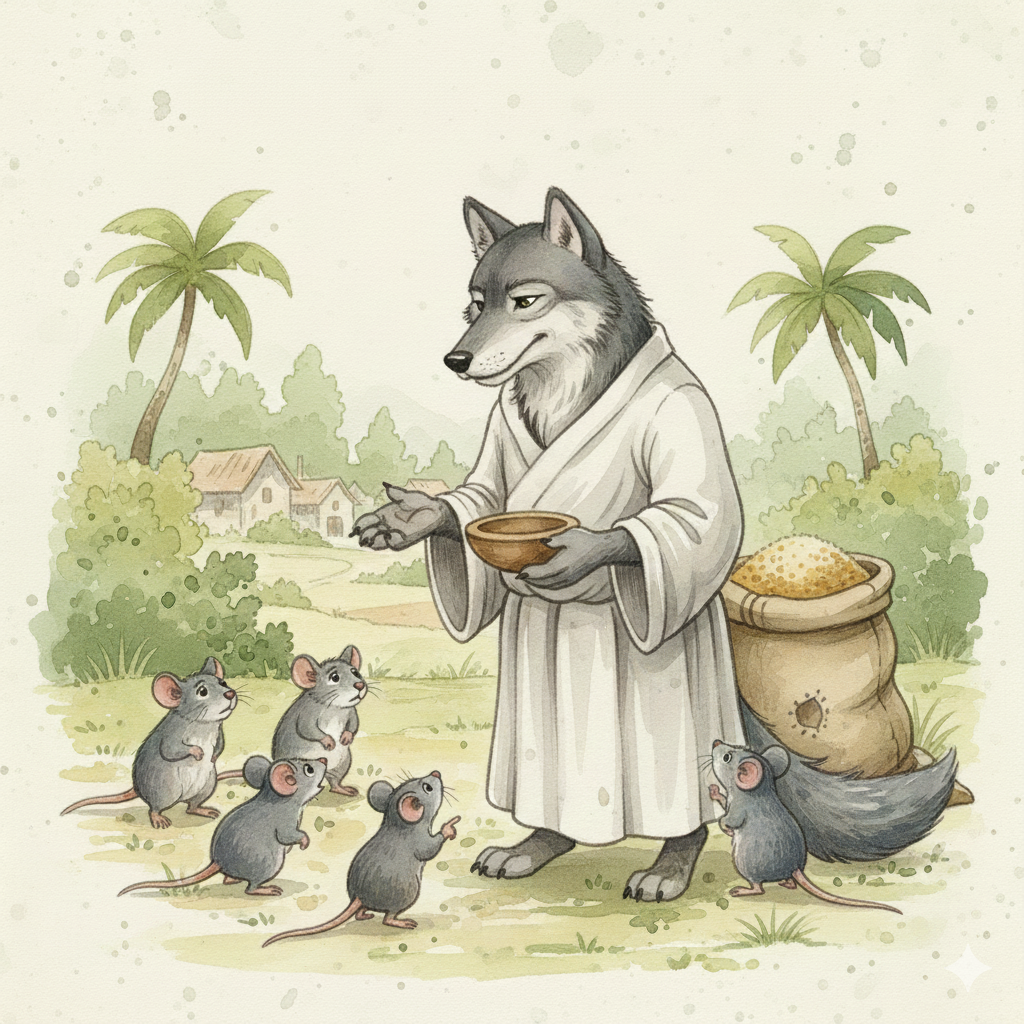 ढोंगी भेड़िया और चतुर चूहा